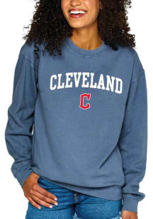 Cleveland Guardians Womens Blue Washed Crew Sweatshirt