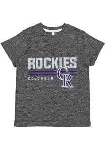 Colorado Rockies Youth Black Striped Wordmark Short Sleeve Fashion T-Shirt