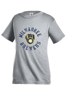 Milwaukee Brewers Youth Grey Vintage Circle Short Sleeve T-Shirt