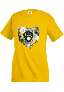 Milwaukee Brewers Youth Yellow Home Field Short Sleeve T-Shirt