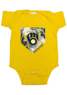 Milwaukee Brewers Baby Yellow Home Field Short Sleeve One Piece