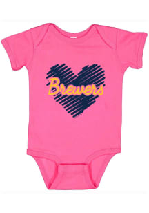 Milwaukee Brewers Baby Pink Sketched Heart Short Sleeve One Piece