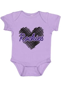 Colorado Rockies Baby Lavender Sketched Heart Short Sleeve One Piece