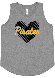 Pittsburgh Pirates Girls Grey Sketched Heart Short Sleeve Tank Top