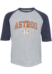 Houston Astros Youth Grey Arched Logo Long Sleeve Fashion T-Shirt