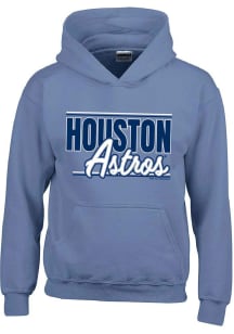 Houston Astros Girls Blue Wordmark Script Long Sleeve Hooded Sweatshirt