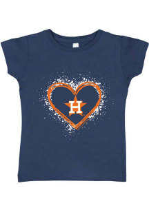 Houston Astros Toddler Girls Navy Blue Heart Shot Short Sleeve T-Shirt