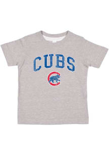 Chicago Cubs Toddler Grey Distressed Arched Wordmark Short Sleeve T-Shirt