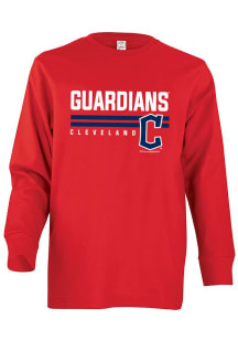 Cleveland Guardians Youth Red Striped Wordmark Long Sleeve T-Shirt