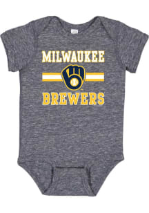 Milwaukee Brewers Baby Navy Blue Home Team Short Sleeve One Piece