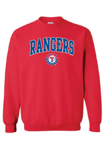 Texas Rangers Womens Red Curved Crew Sweatshirt