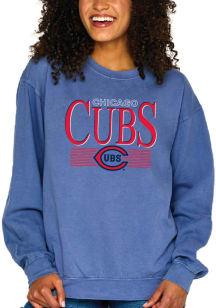 Chicago Cubs Womens Light Blue Soft Washed Crew Sweatshirt