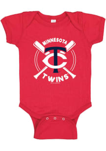 Minnesota Twins Baby Red Swing Bats Short Sleeve One Piece
