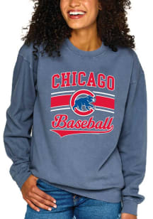 Chicago Cubs Womens Blue Soft Washed Crew Sweatshirt