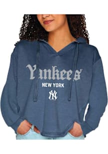 New York Yankees Womens Blue Burnout Hooded Sweatshirt