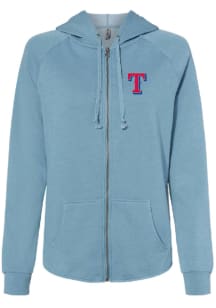 Texas Rangers Womens Light Blue Pigment Dye Long Sleeve Full Zip Jacket