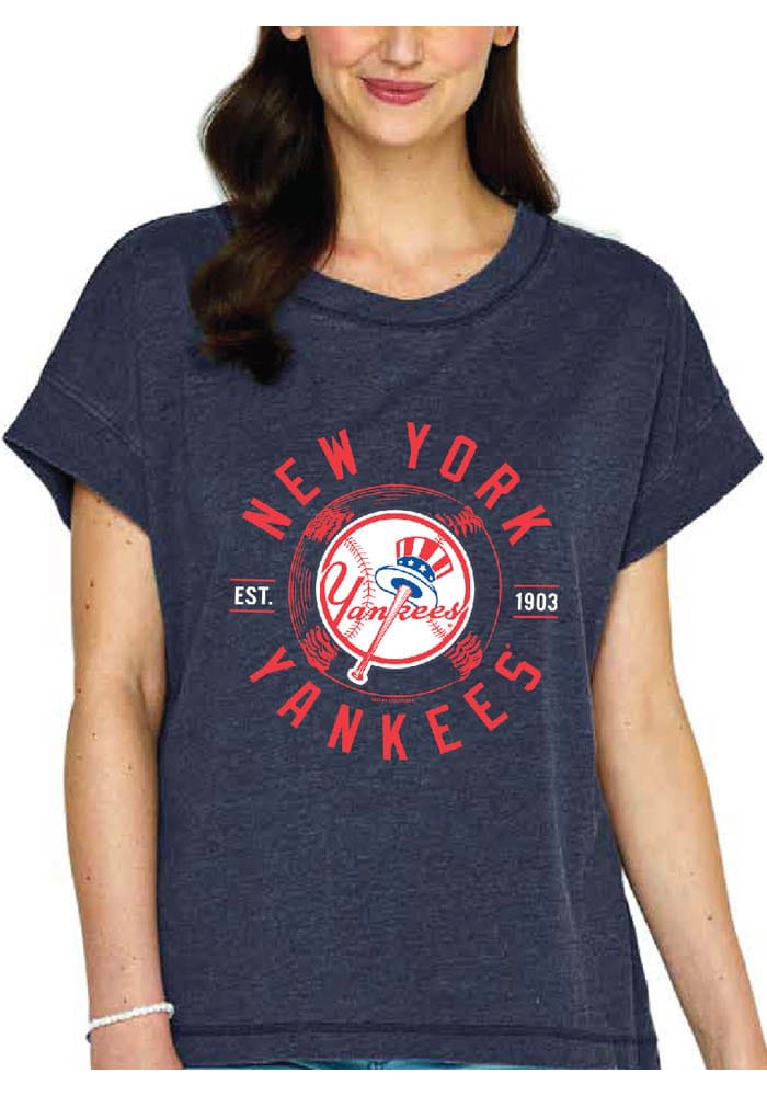 New York Yankees Womens NAVY Vintage T-Shirt - 22652137