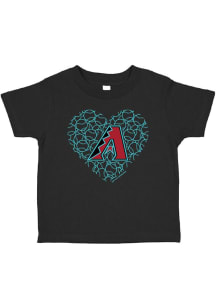 Arizona Diamondbacks Toddler Girls Black Baseball Heart Short Sleeve T-Shirt