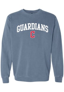 Cleveland Guardians Womens Blue Arch Washed Crew Sweatshirt