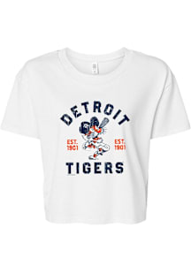 Detroit Tigers Womens White Boxy Tee Short Sleeve T-Shirt