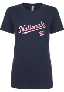 Washington Nationals Womens Navy Blue Ideal Scoop Short Sleeve T-Shirt