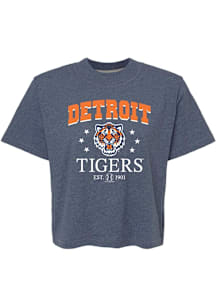 Detroit Tigers Womens Navy Blue Boxy Short Sleeve T-Shirt