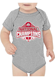 Baby Grey Ohio State Buckeyes 2024 National Champions Short Sleeve One Piece