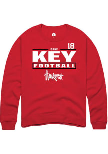 Dane Key Rally Mens Red Nebraska Cornhuskers NIL Stacked Box Player Crew