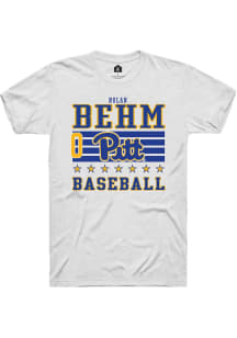 Nolan Behm Rally Mens White Pitt Panthers NIL Striped Player T Shirt