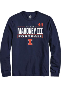 Patrick Mahoney III Mens Navy Blue Illinois Fighting Illini NIL Stacked Box Long Sleeve Player T S..