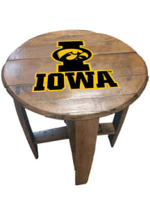 Iowa Hawkeyes Team Logo Brown End Table