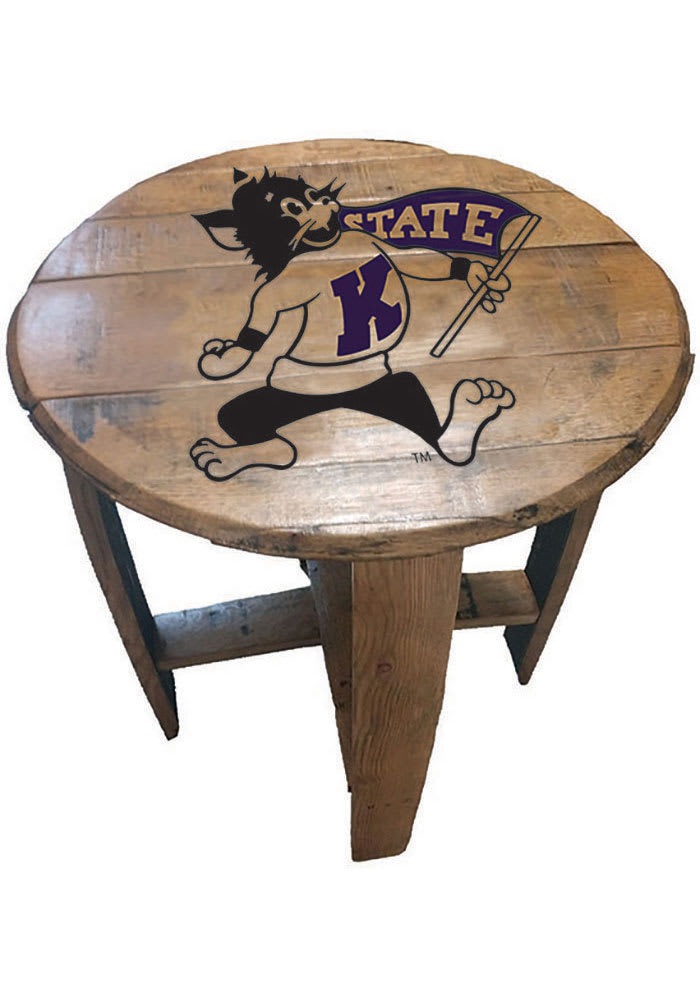 K-State Wildcats Team Logo Brown End Table