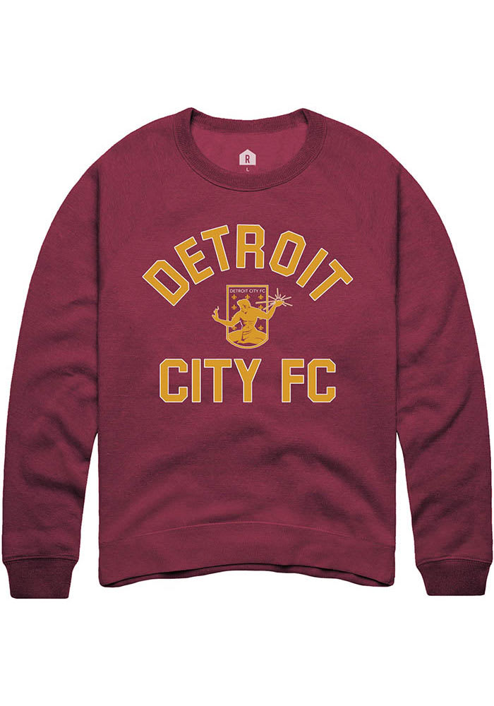 Rally Detroit City FC Mens Maroon Heart and Soul Long Sleeve Fashion Sweatshirt