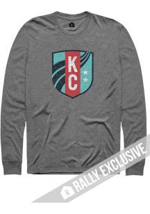 Rally KC Current Grey Primary Logo Long Sleeve T Shirt