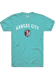 Rally KC Current Teal Arch Mascot Short Sleeve Fashion T Shirt