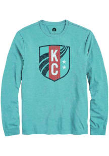 Rally KC Current Teal Primary Logo Long Sleeve T Shirt