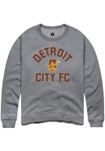 Rally Detroit City FC Mens Grey Heart and Soul Long Sleeve Crew Sweatshirt