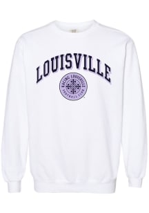 Rally Racing Louisville Mens White Arch Name Long Sleeve Crew Sweatshirt