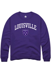 Rally Louisville City FC Mens Purple Arch Name Long Sleeve Crew Sweatshirt