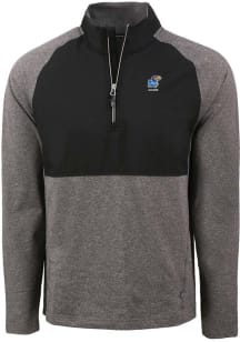 Cutter and Buck Kansas Jayhawks Mens Black Alumni Adapt Eco Hybrid Long Sleeve Qtr Zip Pullover