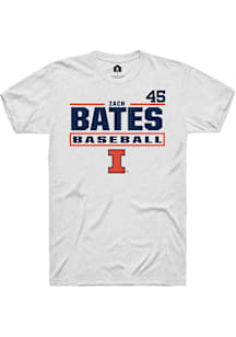 Zach Bates Illinois Fighting Illini White NIL Stacked Box Short Sleeve Player T Shirt