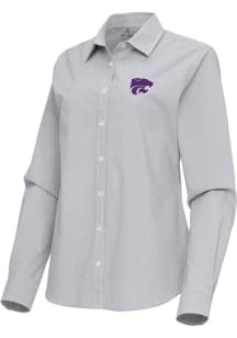 Womens K-State Wildcats Ash Antigua Porter Long Sleeve Dress Shirt
