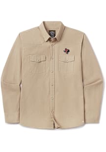 Snaps Texas Tech Red Raiders Mens Khaki Heritage Denim Long Sleeve Dress Shirt