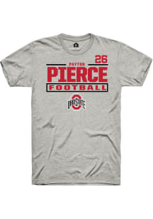 Payton Pierce Rally Mens Ash Ohio State Buckeyes NIL Stacked Box Player T Shirt