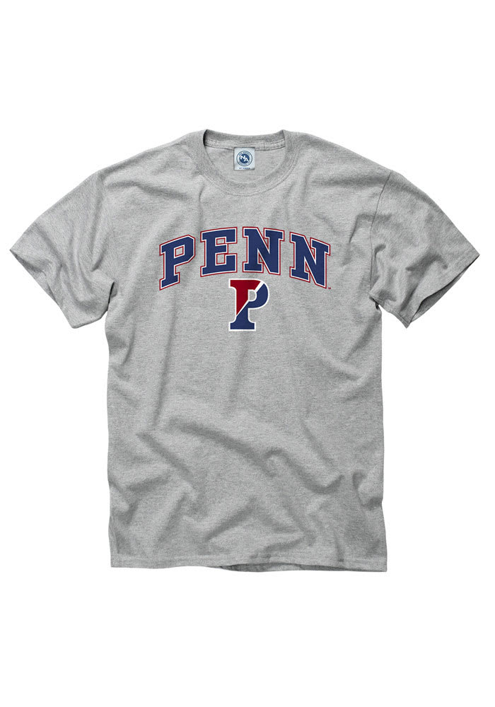 Pennsylvania Quakers Grey Arch Mascot Short Sleeve T Shirt