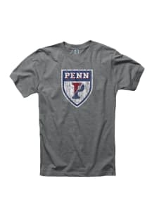 Pennsylvania Quakers Grey Big Logo Distressed Short Sleeve T Shirt
