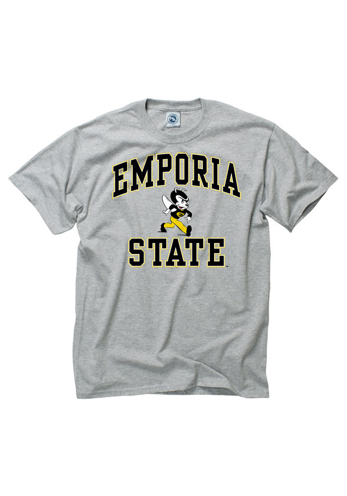 Emporia State Hornets Grey Arch Mascot Short Sleeve T Shirt