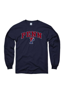 Pennsylvania Quakers Navy Blue Arch Mascot Long Sleeve T Shirt