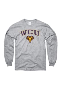 West Chester Golden Rams Grey Distressed Arch Mascot Long Sleeve T Shirt