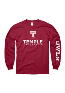 Temple Owls Cardinal Big Logo Long Sleeve T Shirt